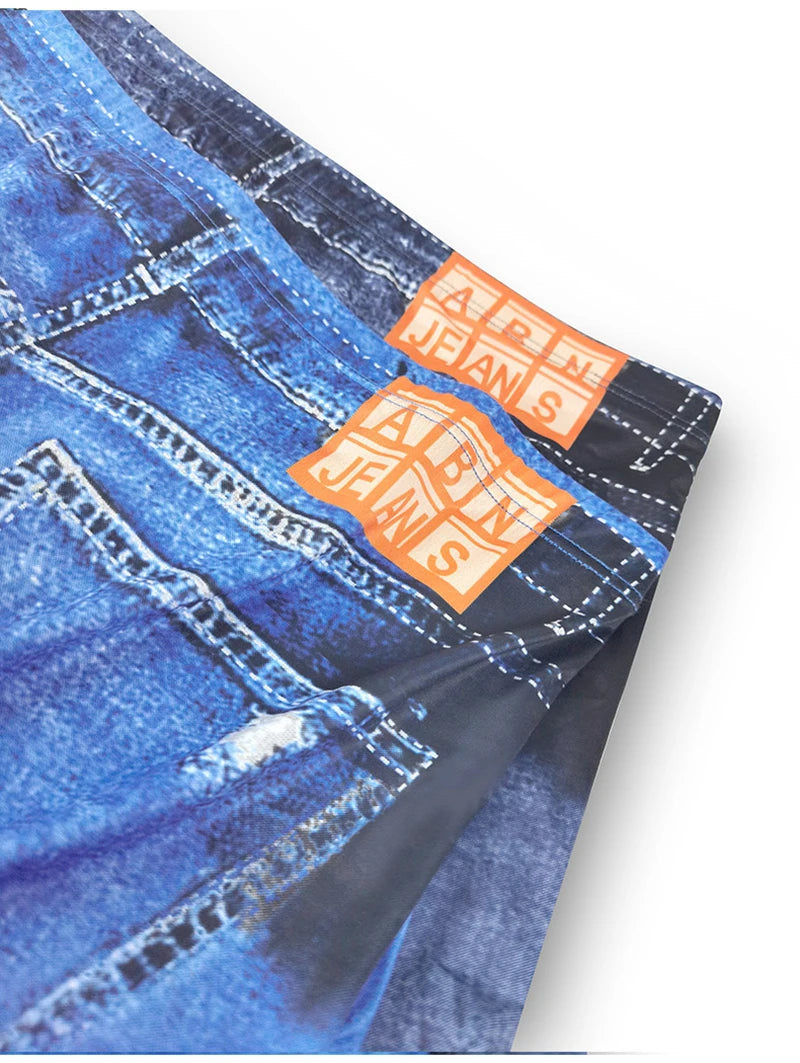 Men's 3D Print Denim Boxer Shorts