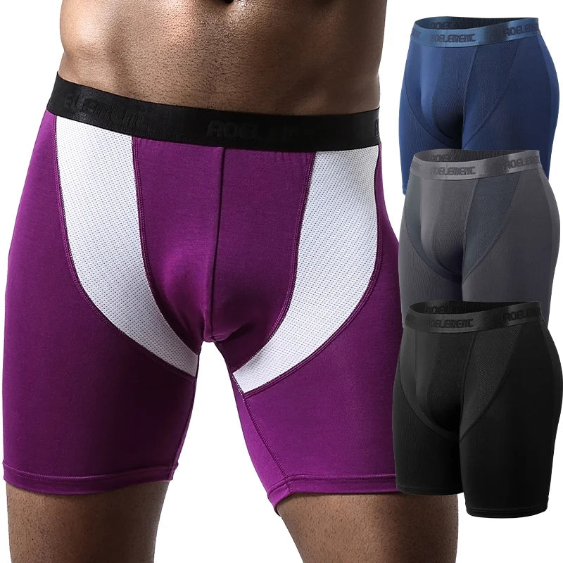 Men's Breathable Mesh Boxer Shorts in Black and Gray