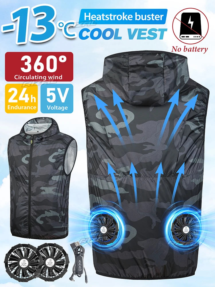 Wearable Cooling Vest Air-Conditioned Clothes for Outdoor Use