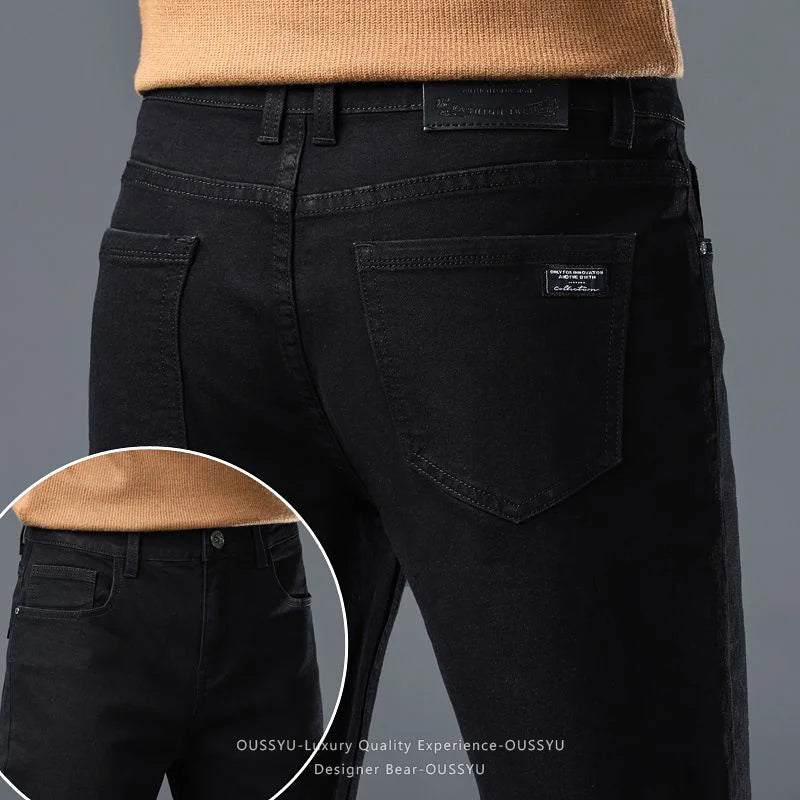 Men's Slim Fit Casual Denim Jeans in Black and Gray