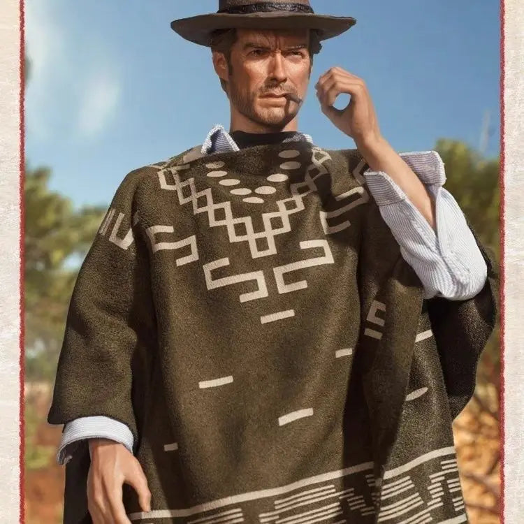 Men's Knitted Fringed Cape Pullover Shawl for Winter