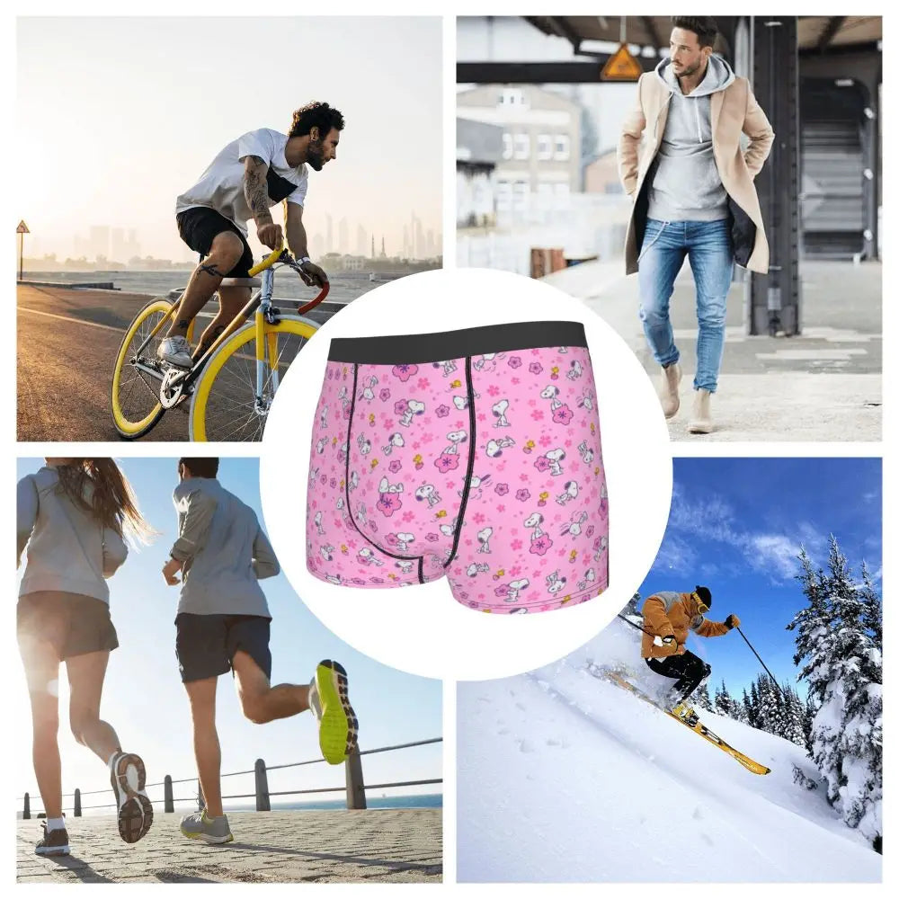 Snoopy Boxer Briefs for Men - Giggle Print Polyester Blend