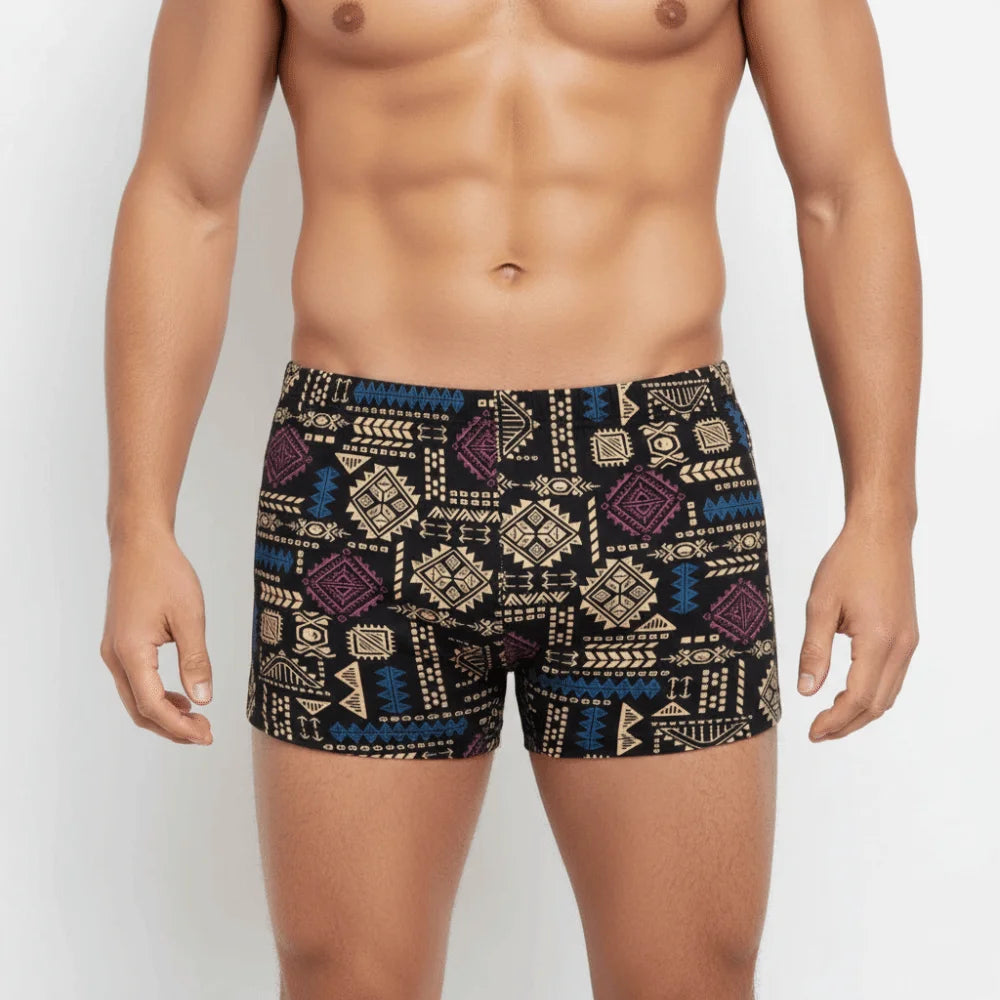Men's Cotton Boxer Briefs Ethnic Print Plus Size