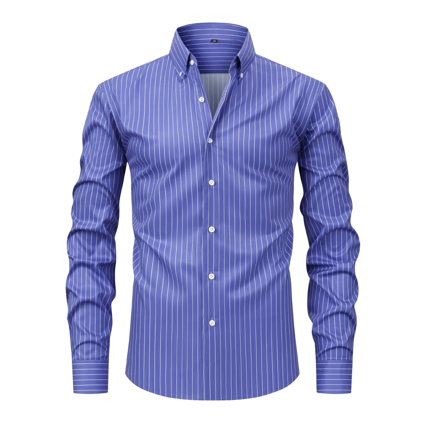 Men's Striped Long Sleeve Dress Shirt for Casual and Business