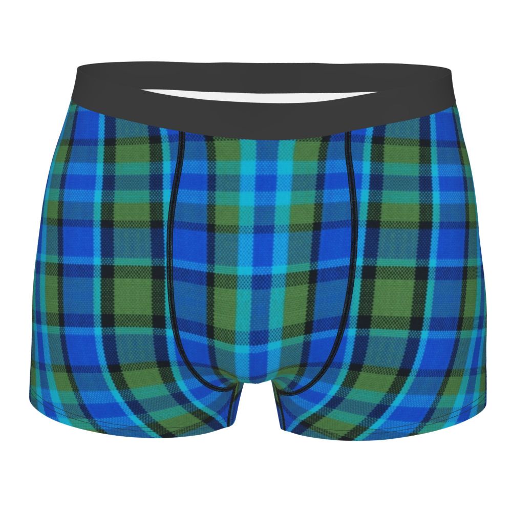 Black Watch Tartan Boxer Shorts for Men in Lycra and Polyester