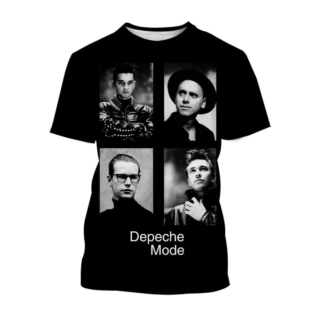 3D Printed Casual Short Sleeve T-Shirt for Men featuring Depeche Mode