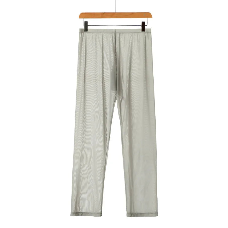 Men's Sexy Soft Mesh Sheer See-through Stretch Pants Trousers Sleepwear Hot Translucent Men Pants Homewear