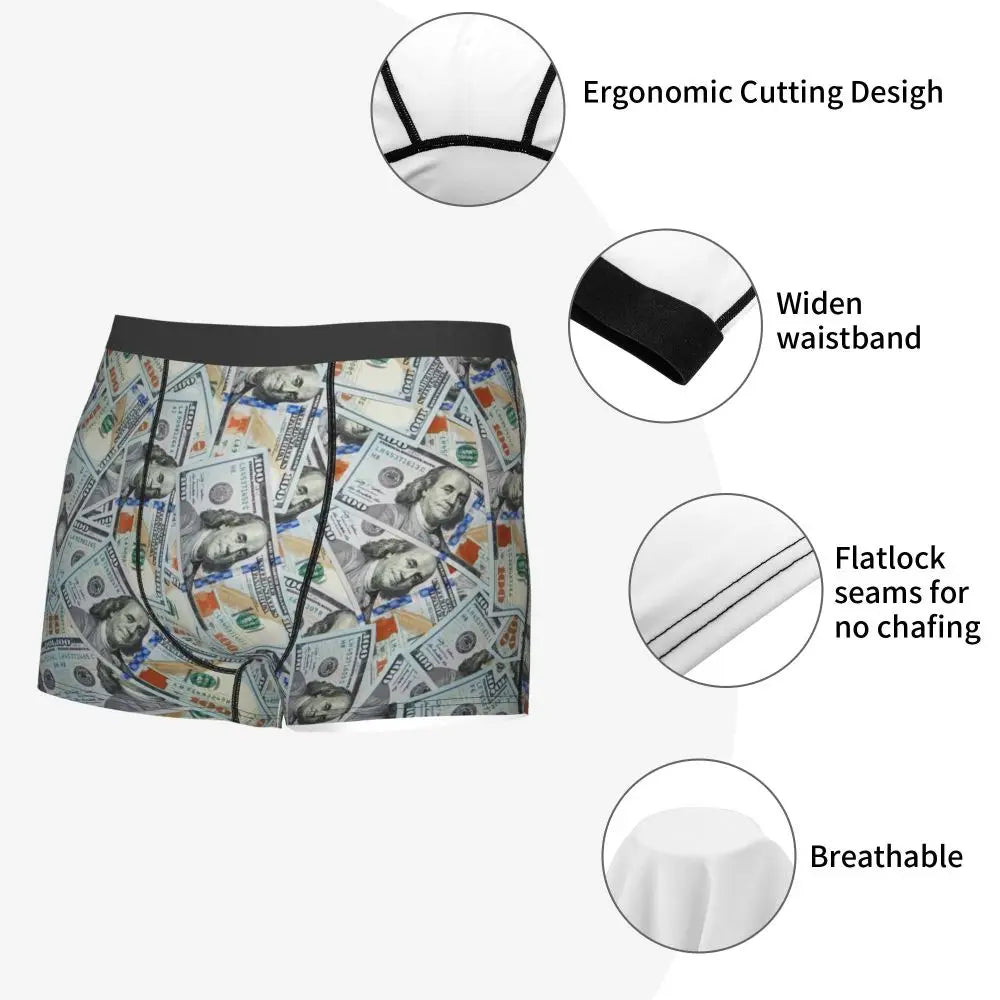 Money Print Boxer Briefs for Men
