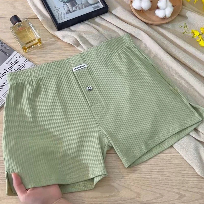 Mens Underwear Stretch Cotton Boxer Shorts Threaded Aro Pants Sleepwear Loungewear Shorts Boxers Male Underpants Panties 1PCS
