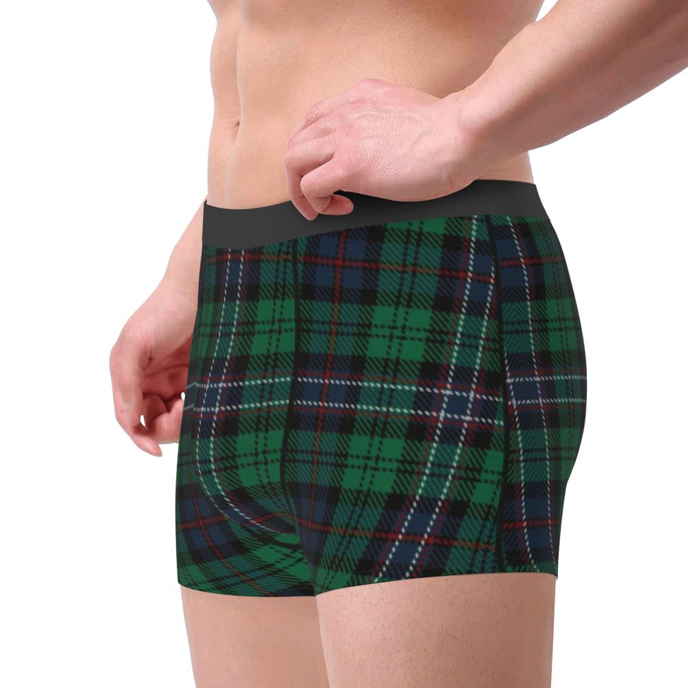 Black Watch Tartan Boxer Shorts for Men in Lycra and Polyester