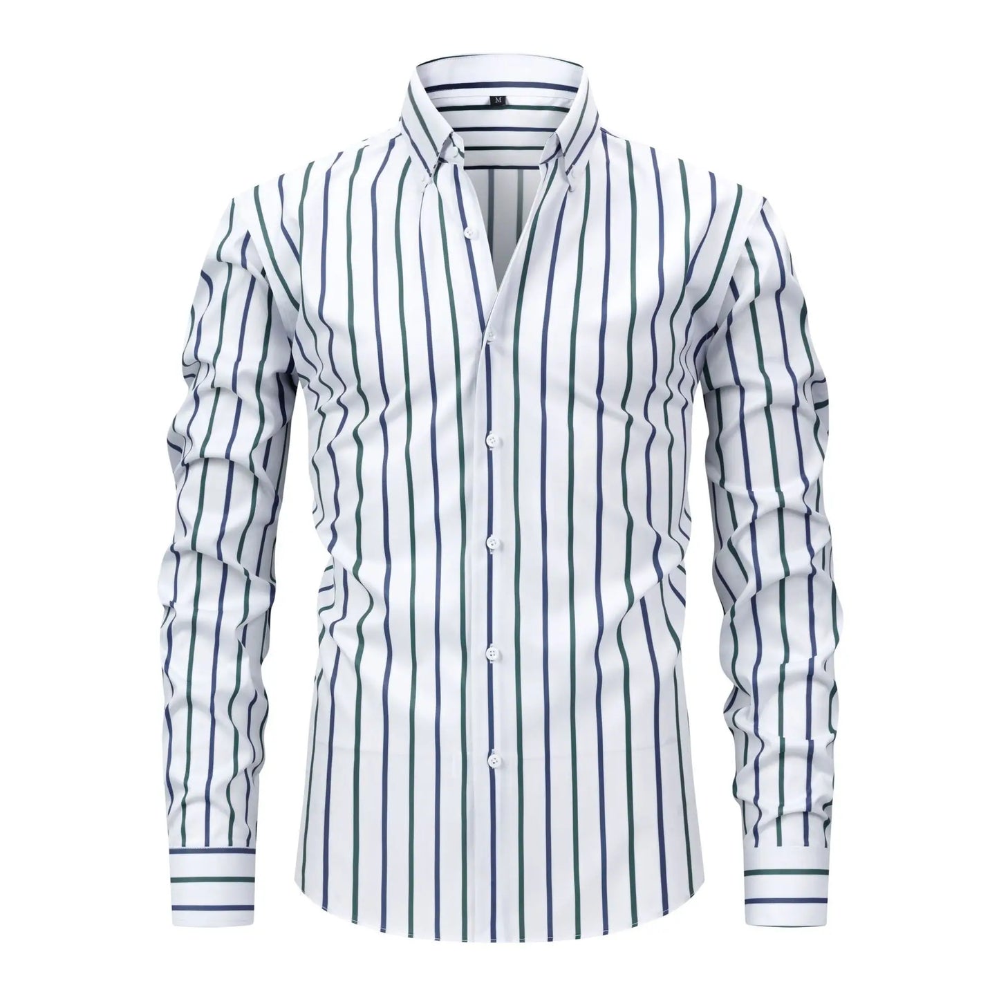 Men's Striped Long Sleeve Dress Shirt for Casual and Business