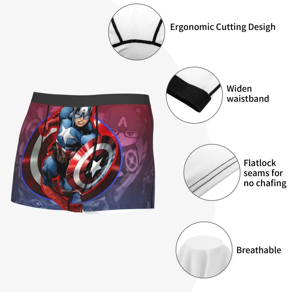Captain America Comics Design Boxer Shorts for Men by MINISO