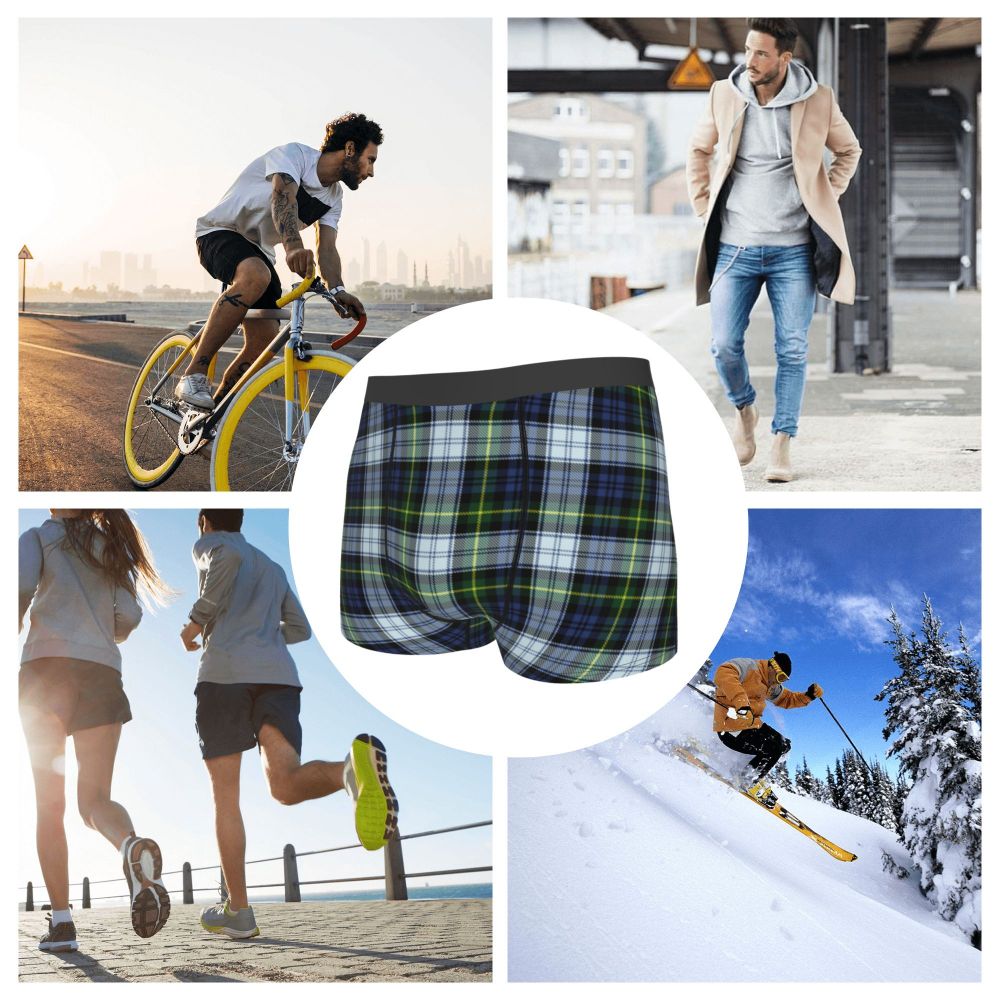 Black Watch Tartan Boxer Shorts for Men in Lycra and Polyester