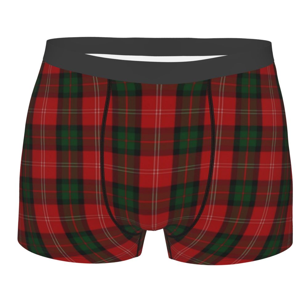 Black Watch Tartan Boxer Shorts for Men in Lycra and Polyester