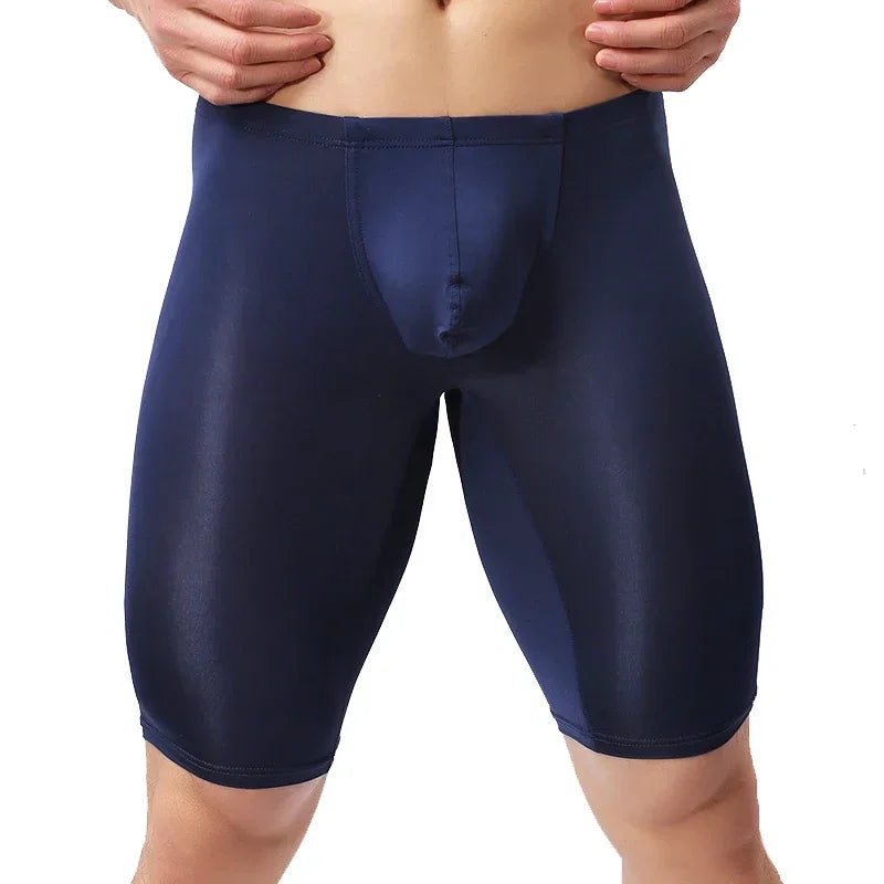 Men's Long Boxer Shorts U Convex Pouch in Various Colors