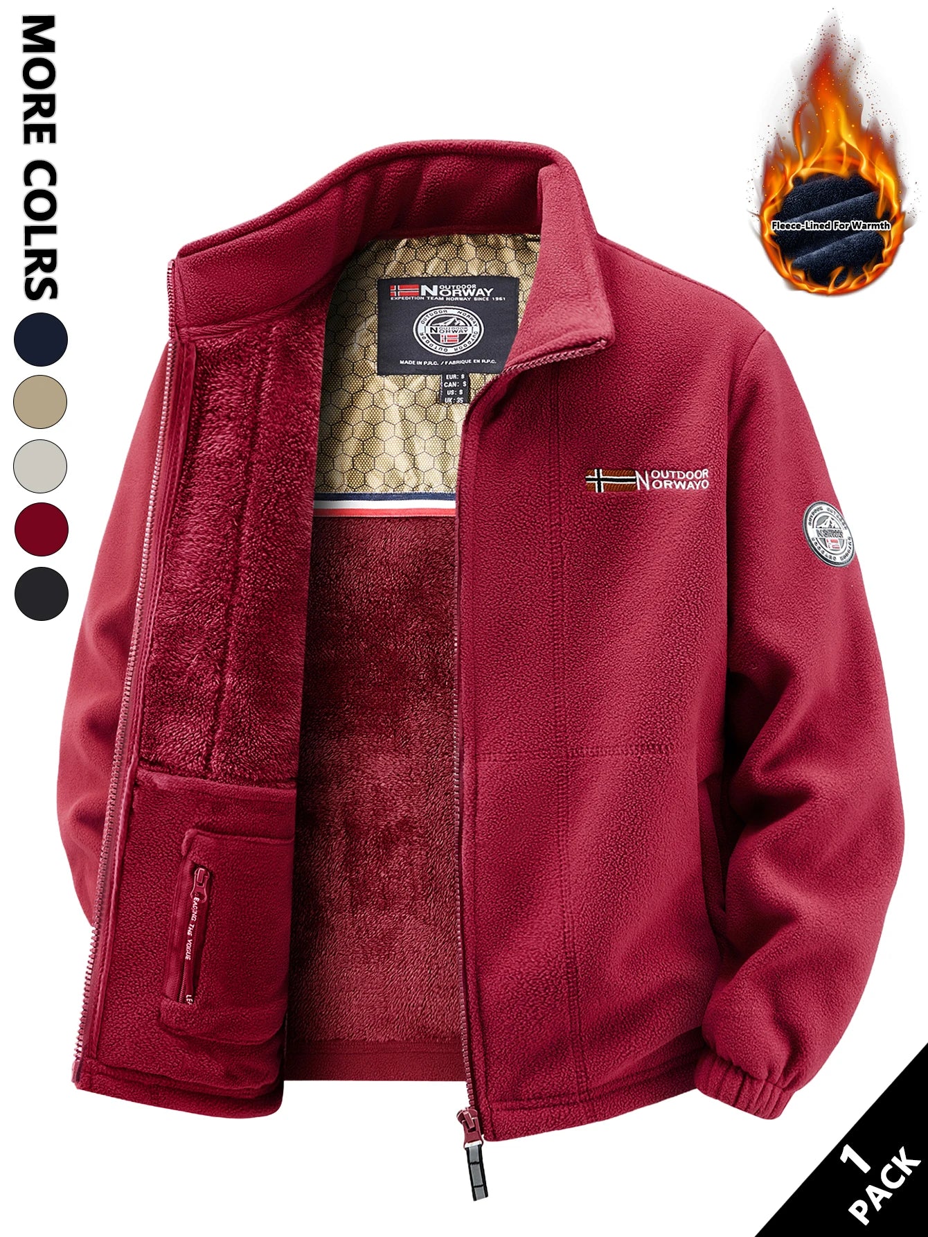 Men's Fleece Jacket, Soft and Skin-Friendly, Heat-Retaining and Wind-Resistant