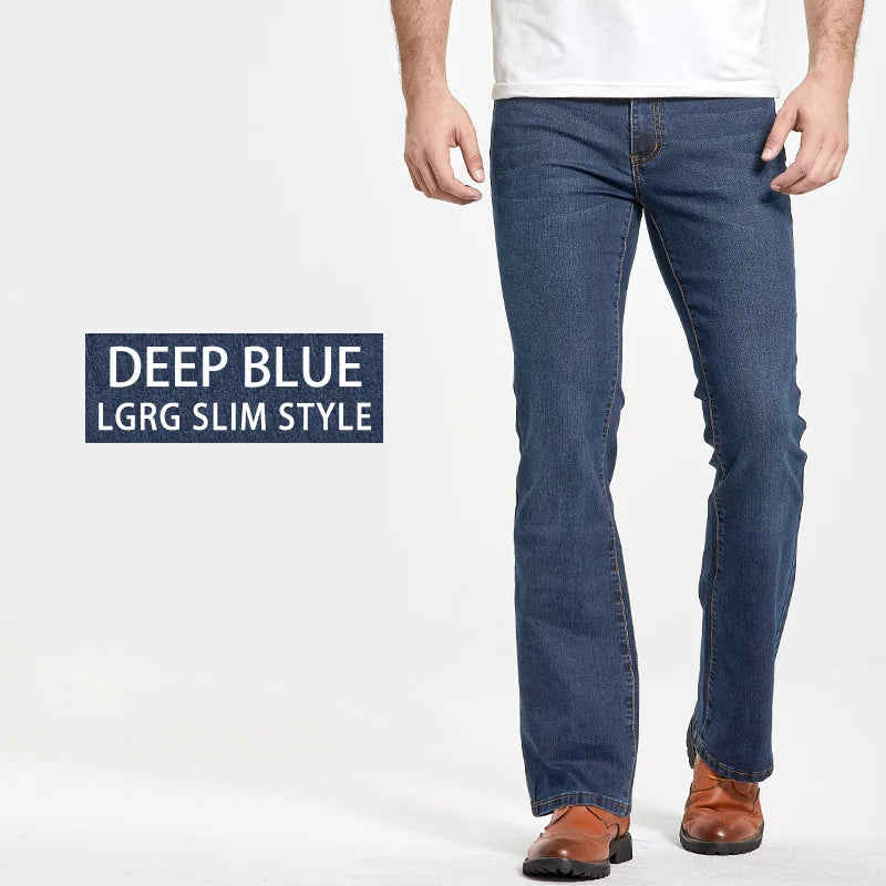 LGRG Men's Slim Fit Bootcut Jeans in Blue Black