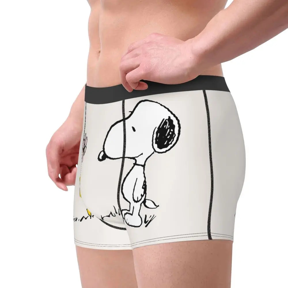 Snoopy Boxer Briefs for Men - Giggle Print Polyester Blend