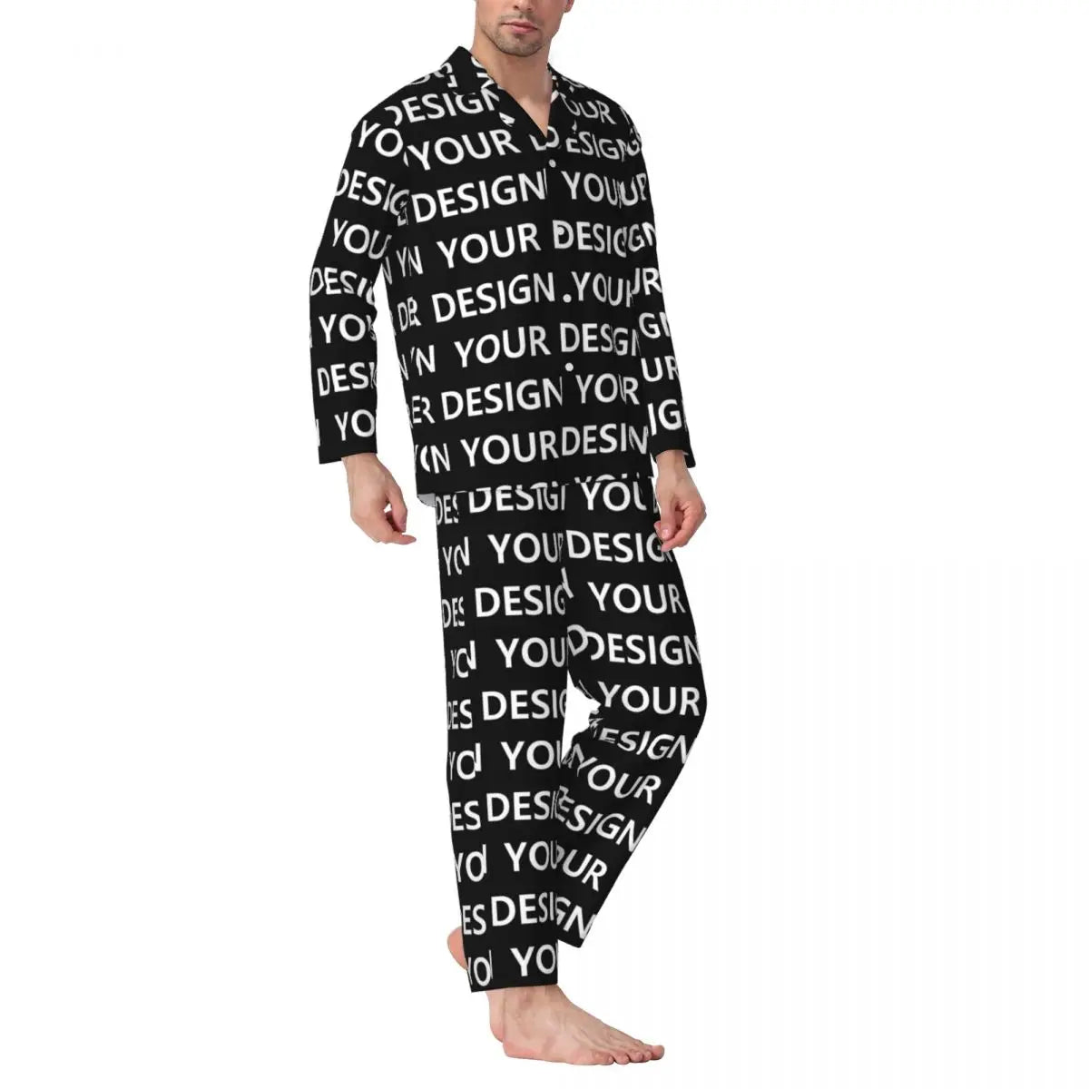 Custom DIY Men's Pajama Set with Print Design