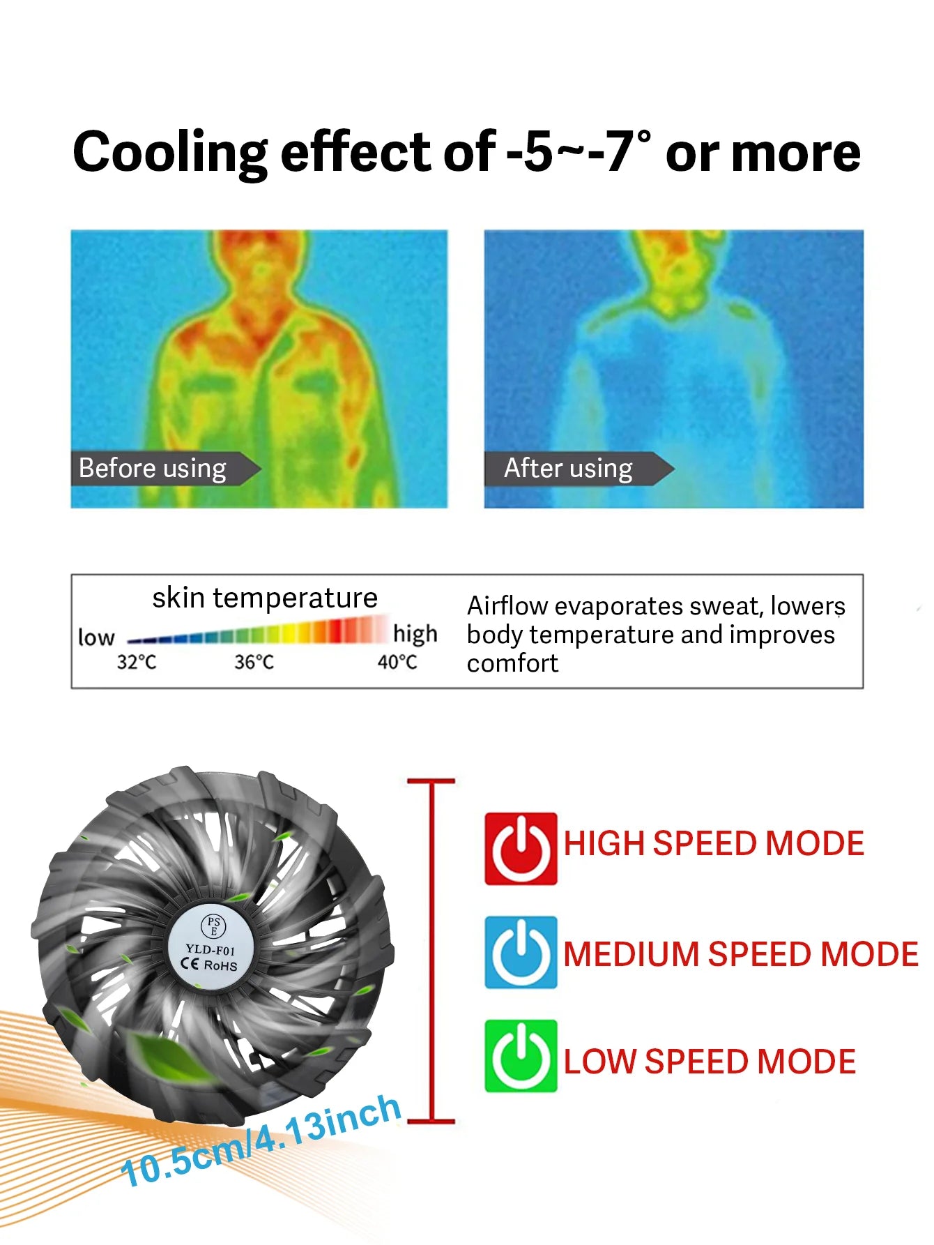 Men's Polyester Fan Cooling Vest with 3-Speed Adjustment