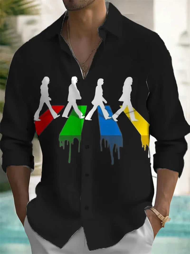 Men's Casual Long Sleeve Printed Shirt