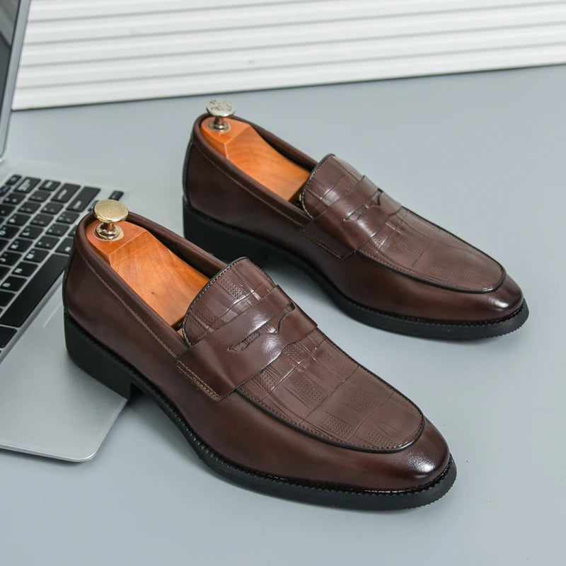 Men's Casual Loafers in Black and Brown PU