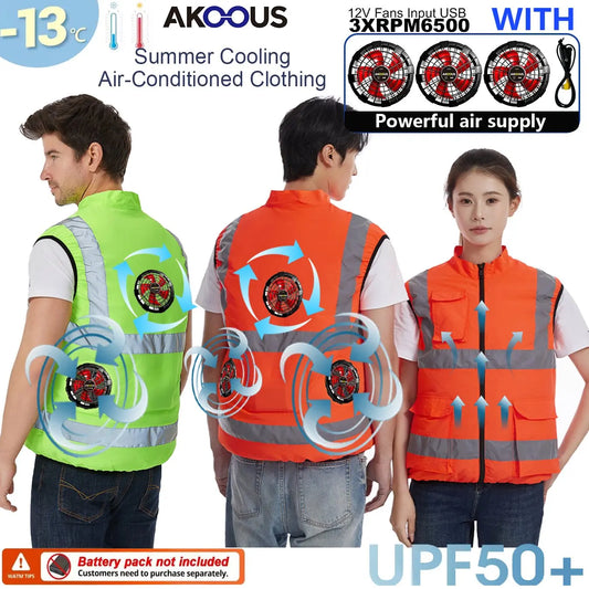AKOOUS USB 3-Fans Cooling Vest for Men and Women