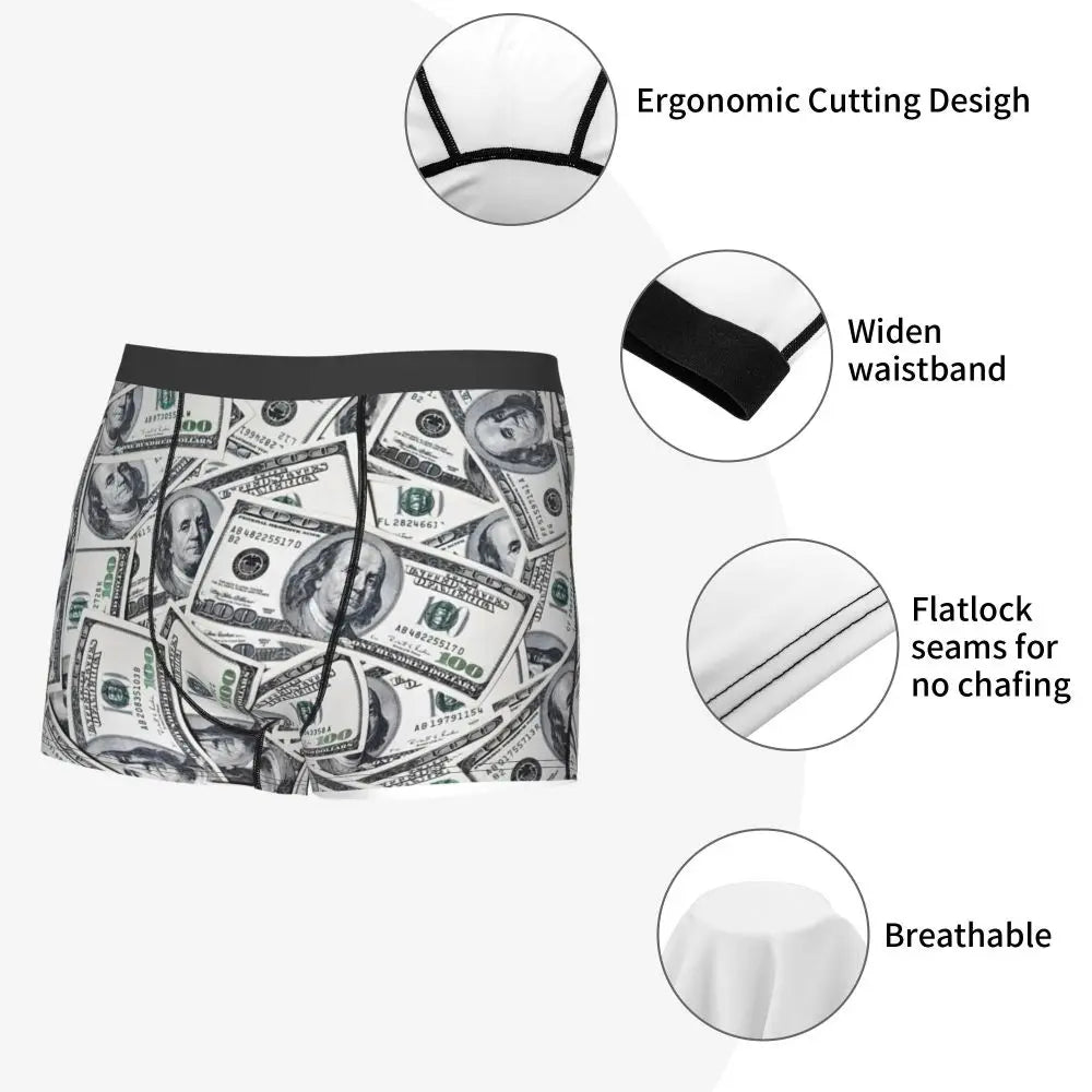 Money Print Boxer Briefs for Men
