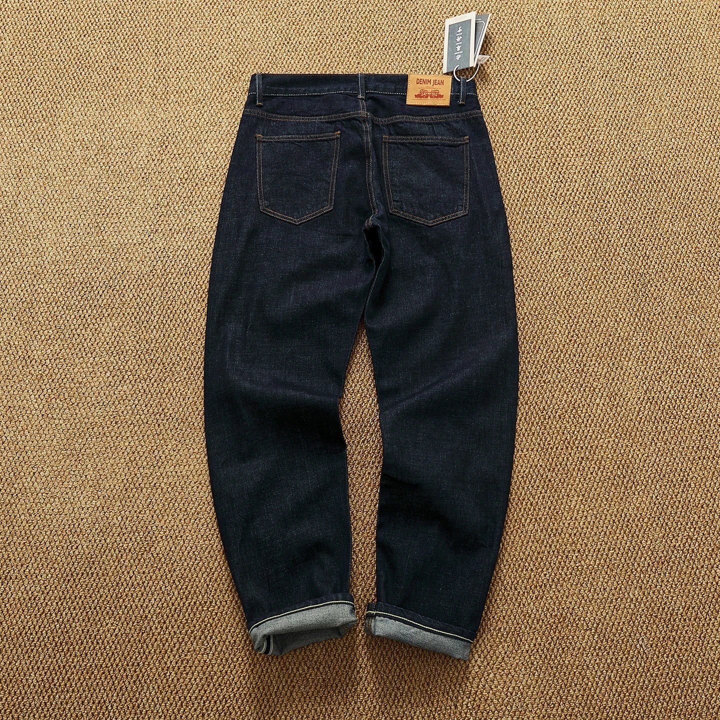 100% Cotton Washed Raw Selvedge Denim Jeans for Men - American Vintage Casual Indigo Straight Leg Tapered Trousers 2025 Autumn