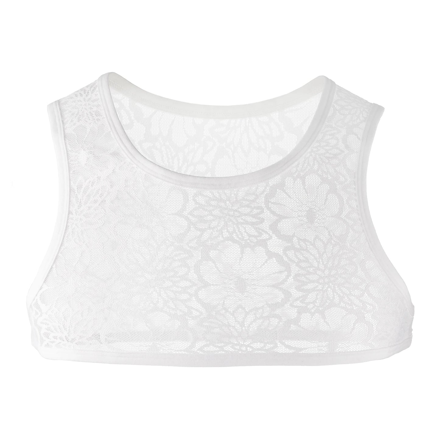 Mens Lace Sheer Crop Tops Vest Sleeveless Crossdressing Man Sissy Bras Short Tank Top Muscle Workout Fitness Singlet
