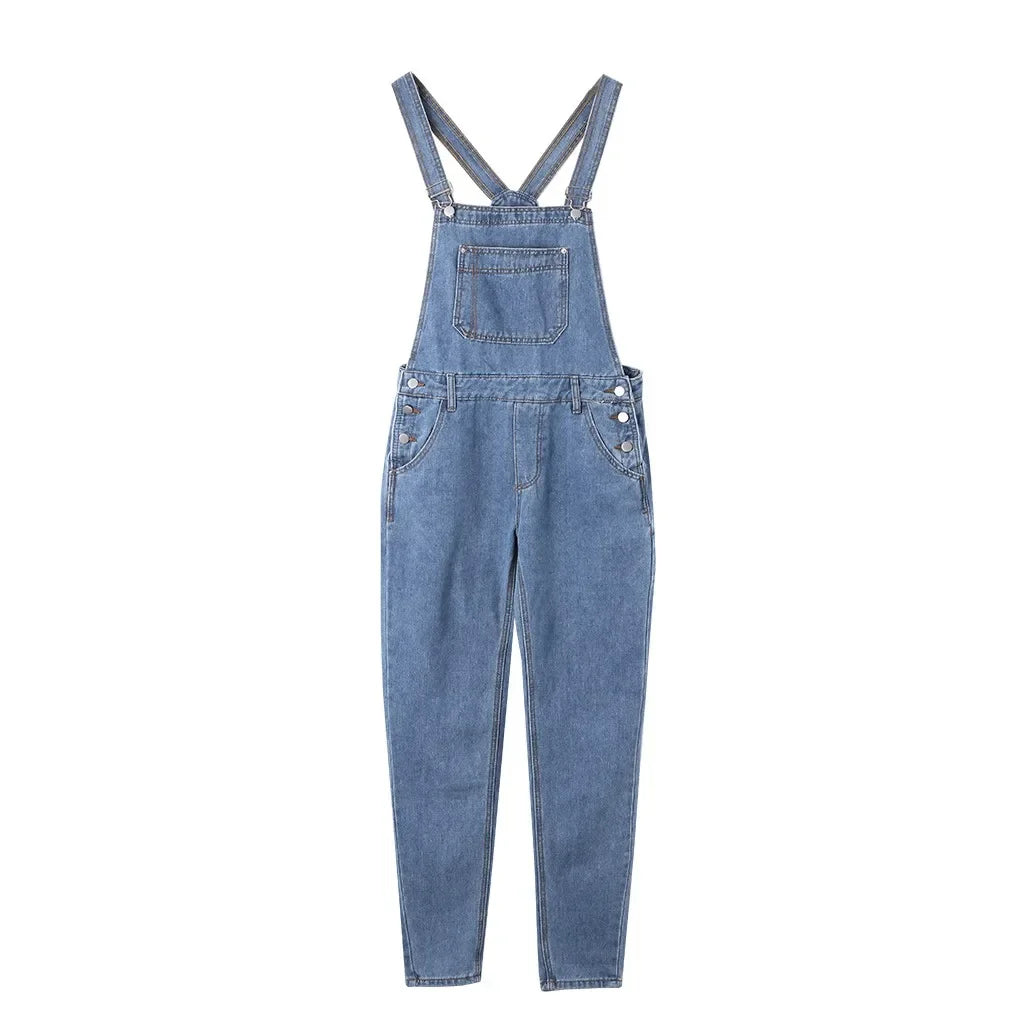 Men's Baggy Denim Pocket Overall Jumpsuit for Spring and Summer