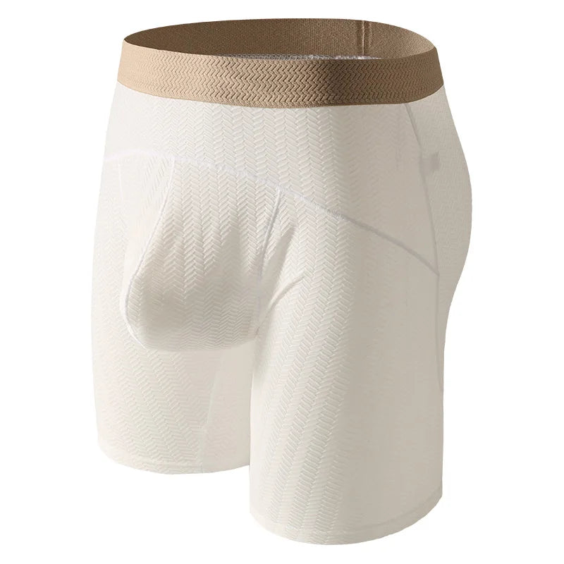 Men's Long Boxer Shorts with U Pouch Design