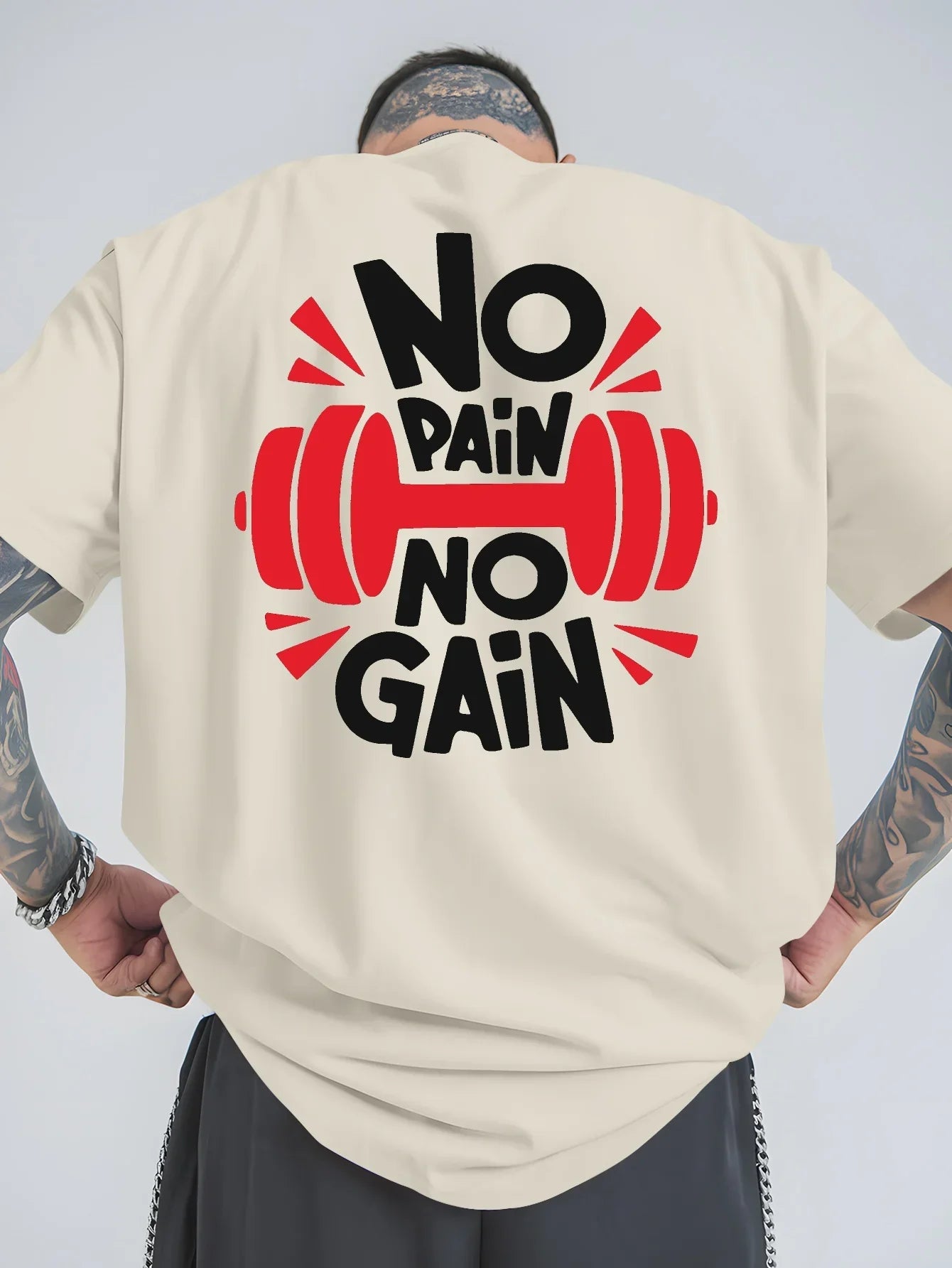 Men's Women Novelty Gym NO PAIN NO GAIN T Shirt Cotton Tee Streetwear Oversized Summer Loose Top Mens T Shirts