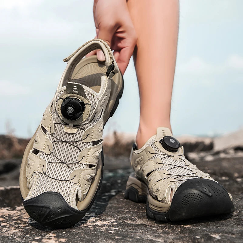 Summer Men Sandals Genuine Leather Mens Casual Shoes Outdoor Men Leather Sandals for Men Beach Shoes Roman mens Shoes