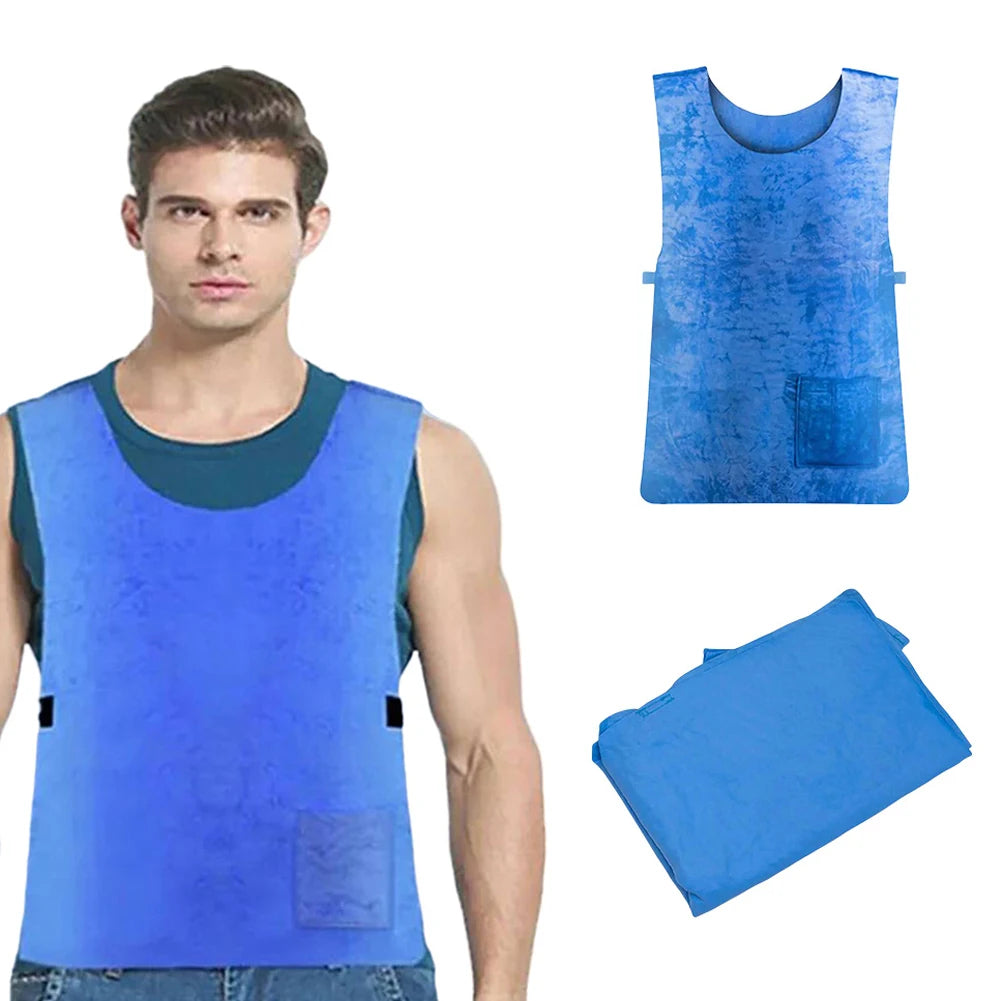 Cooling Vest Blue Microfiber Undershirt for Heatstroke Prevention