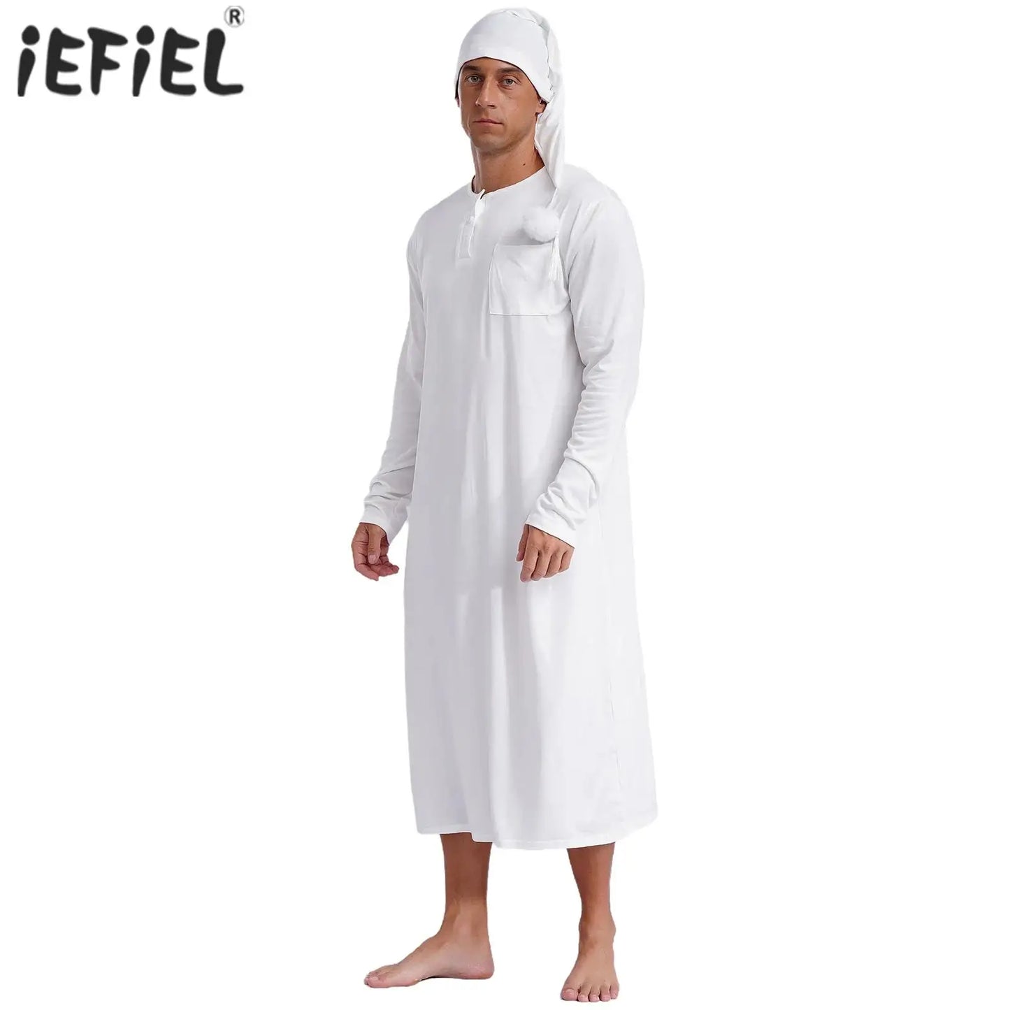 Men's Long Sleeve Sleep Robe with Hat