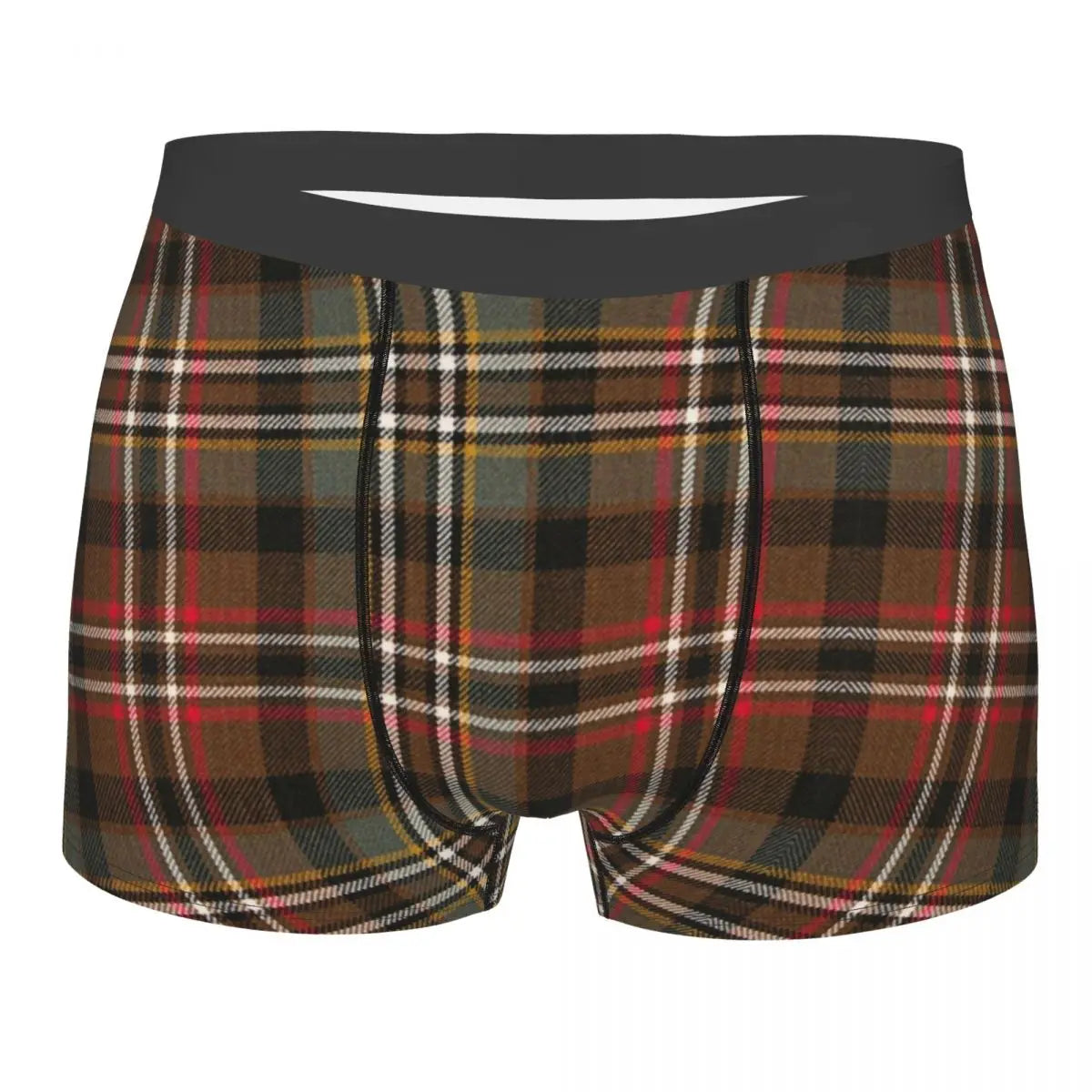 Black Watch Tartan Boxer Shorts for Men in Lycra and Polyester