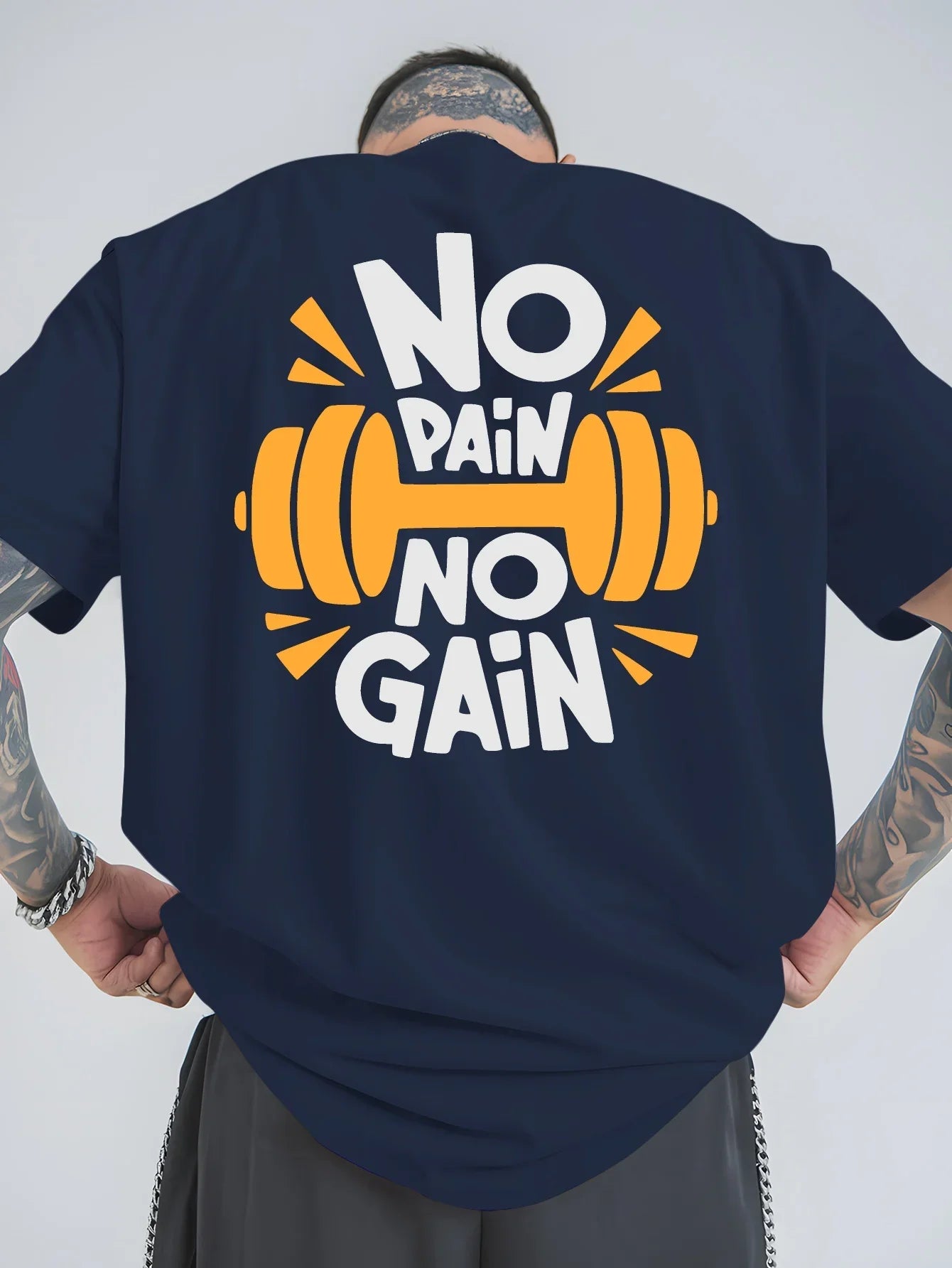 Men's Women Novelty Gym NO PAIN NO GAIN T Shirt Cotton Tee Streetwear Oversized Summer Loose Top Mens T Shirts