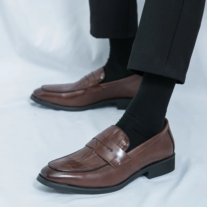 Men's Casual Loafers in Black and Brown PU