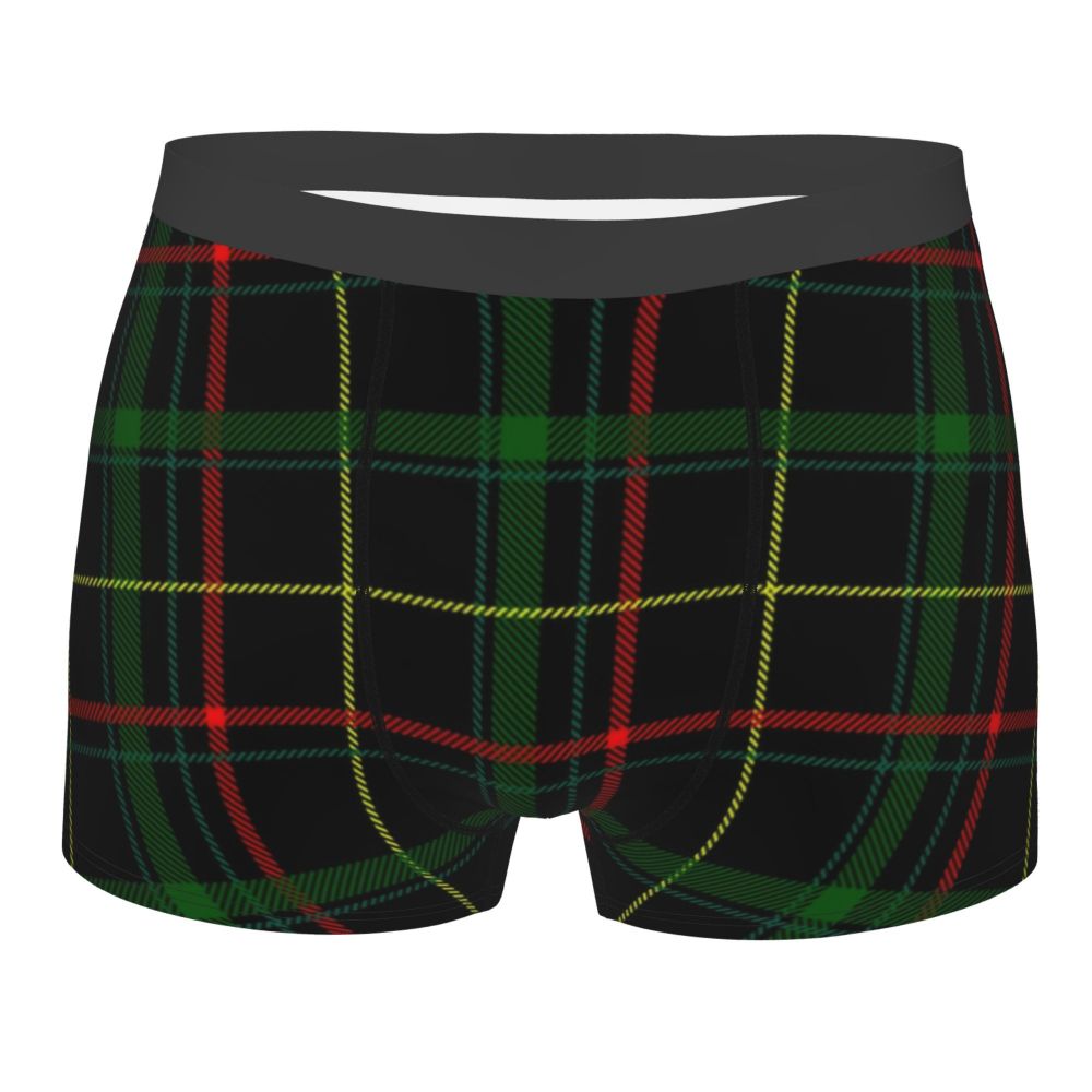 Black Watch Tartan Boxer Shorts for Men in Lycra and Polyester