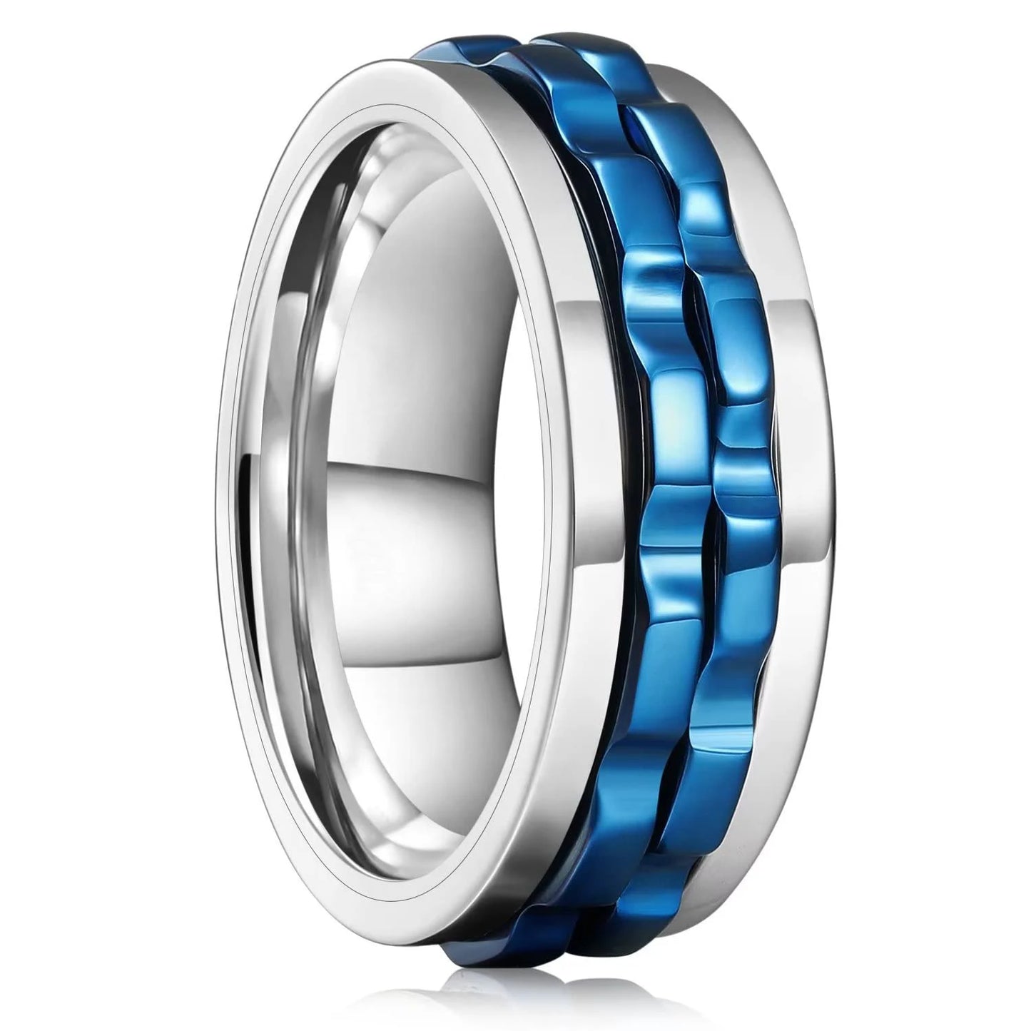 Carofeez Rotating Anxiety Ring Titanium Steel Chain Spinner Rings For Men