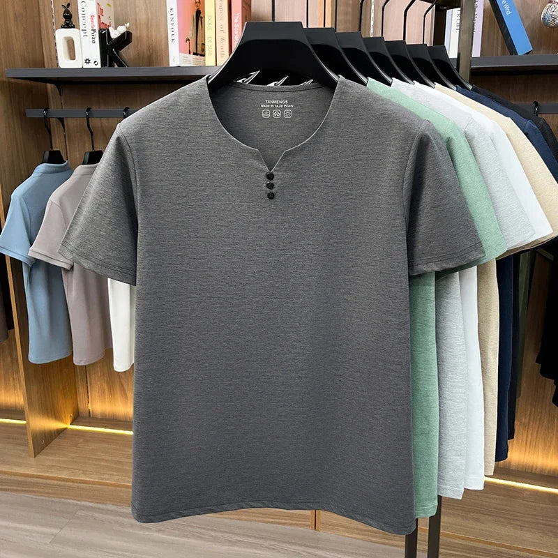 Mens Short Sleeve Henley Neck T Shirts Summer Casual Soft Breathable Lightweight Tops for Men for Work Daily Wear Streetwear