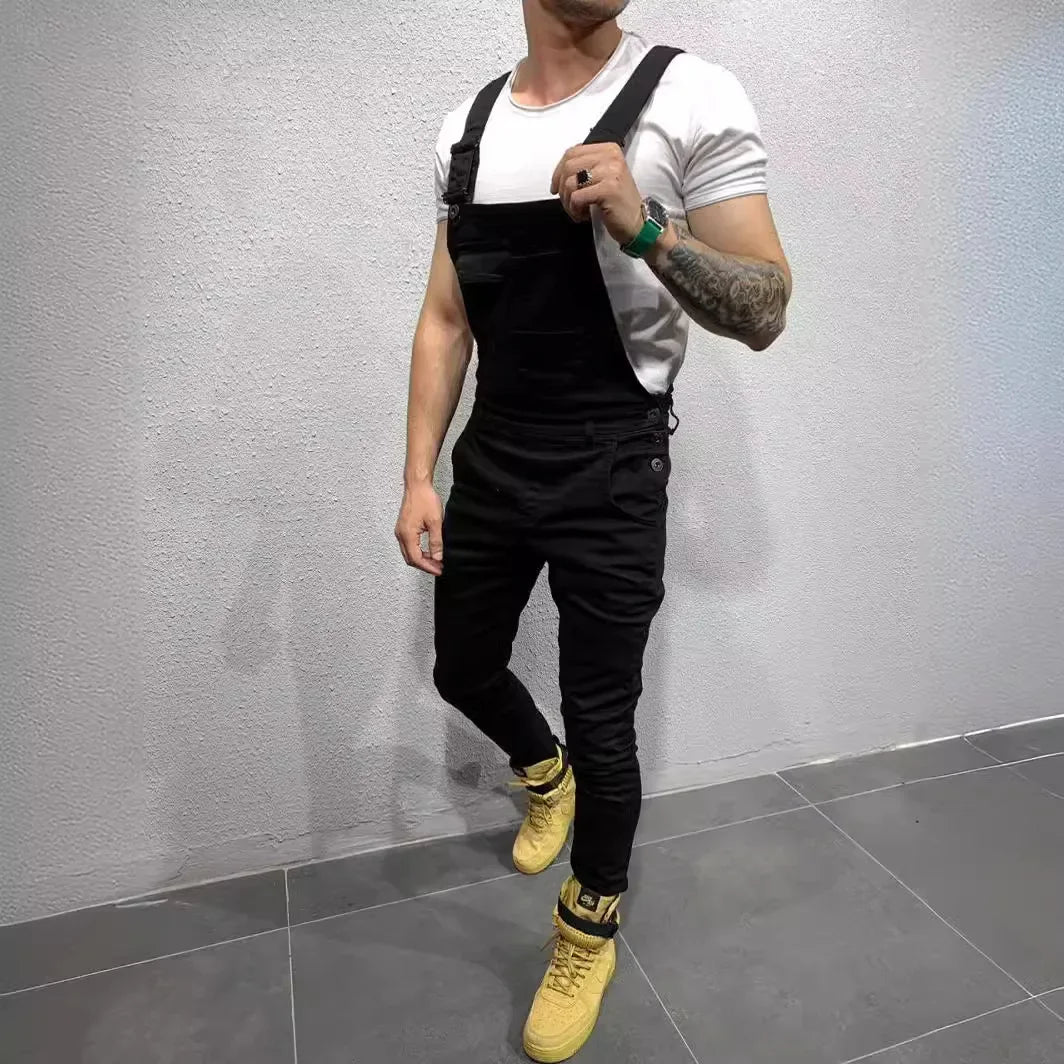 Men's Denim Overalls in Slim Fit for Casual Wear