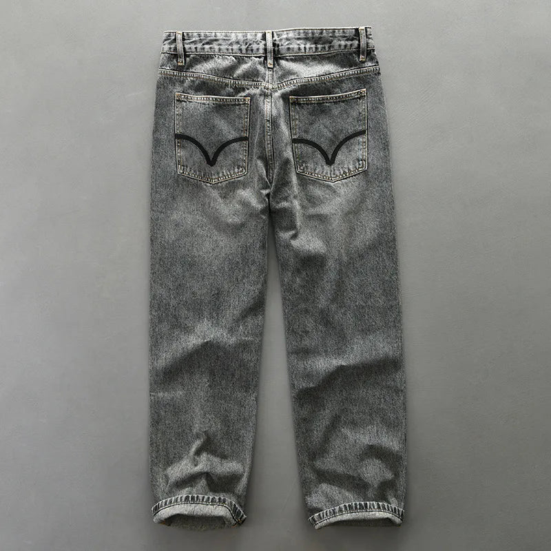 Men's Straight Cotton Joggers Vintage Wash Jeans
