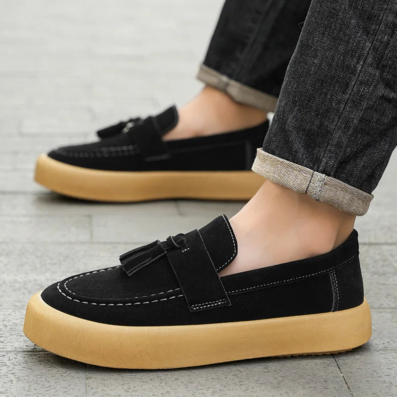 Men's Suede Loafers Tassel Shoes Casual Autumn Style