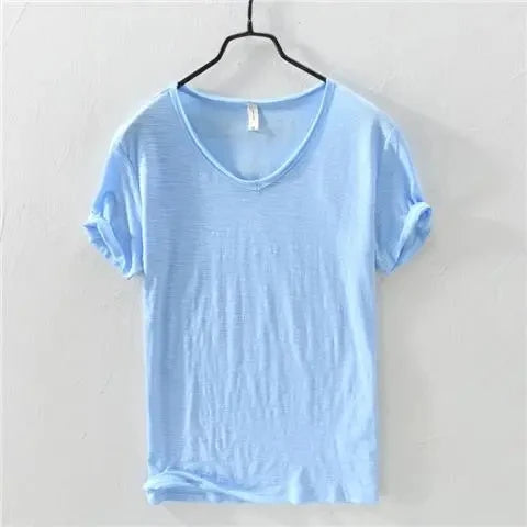 Cotton V-Neck T-Shirt for Men in White