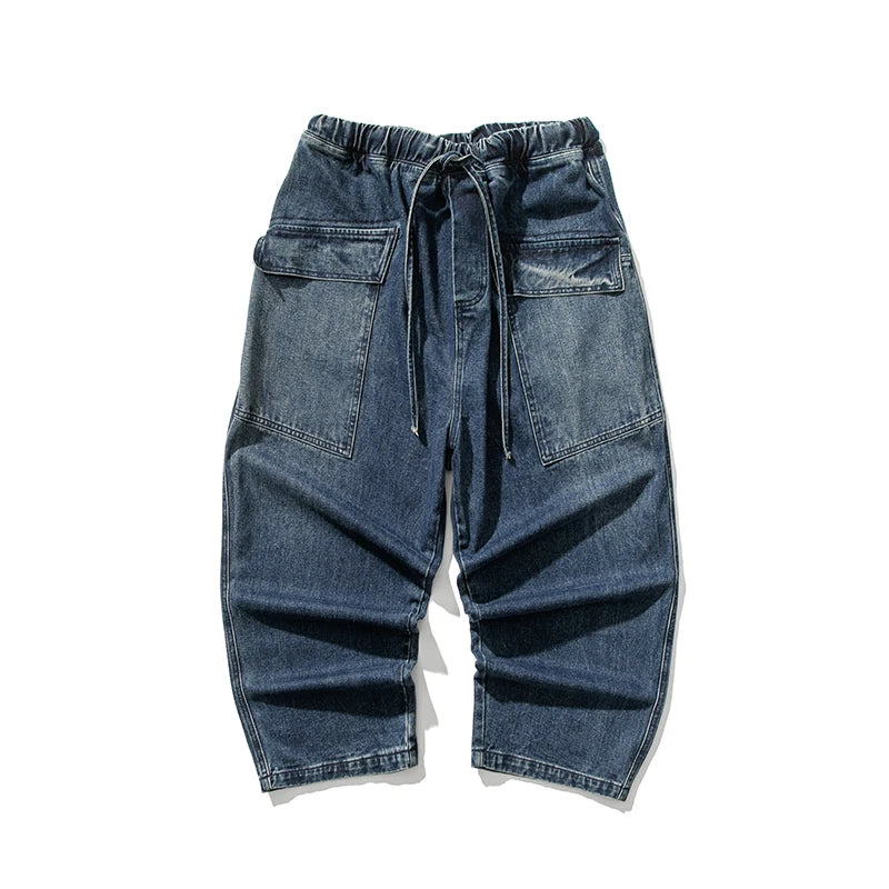 Men's Loose Fit Denim Jeans with Elastic Waist