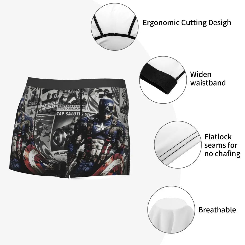 Captain America Comics Design Boxer Shorts for Men by MINISO