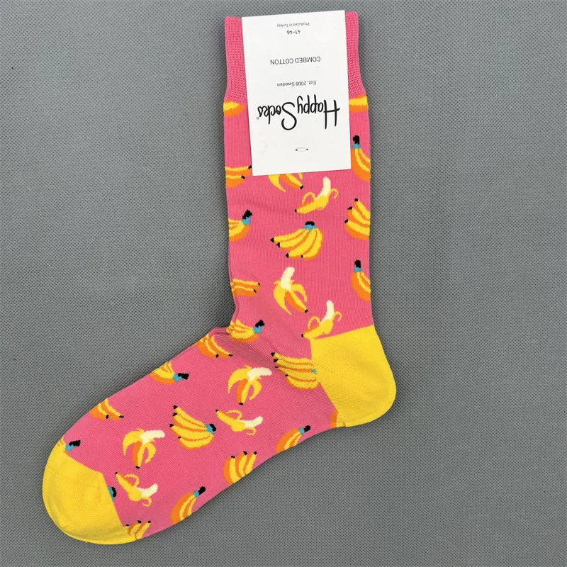 Men's Graphic Print Fun Happy Socks Casual Crew Dress Socks 41-46