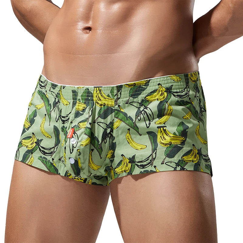 Cotton Boxer Briefs for Men with Banana Pattern